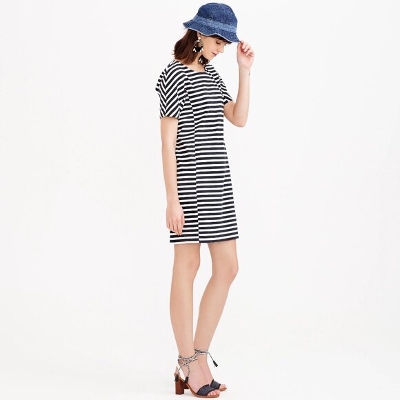 J. Crew Black & White Striped T-Shirt Shift Dress - Picture 2 of 10